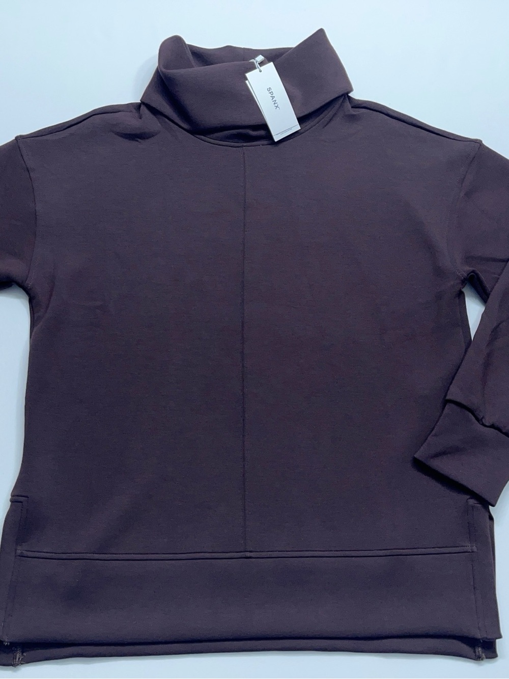 Spanx Air Essentials Tunic Sweatshirt Womens Size Small Truffle Brown Turtleneck